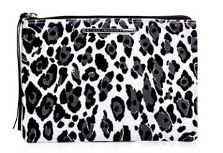 Monochrome Leopard clutch bag