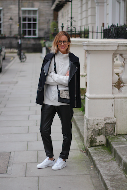 Outfit Post: Mango Leather Joggers